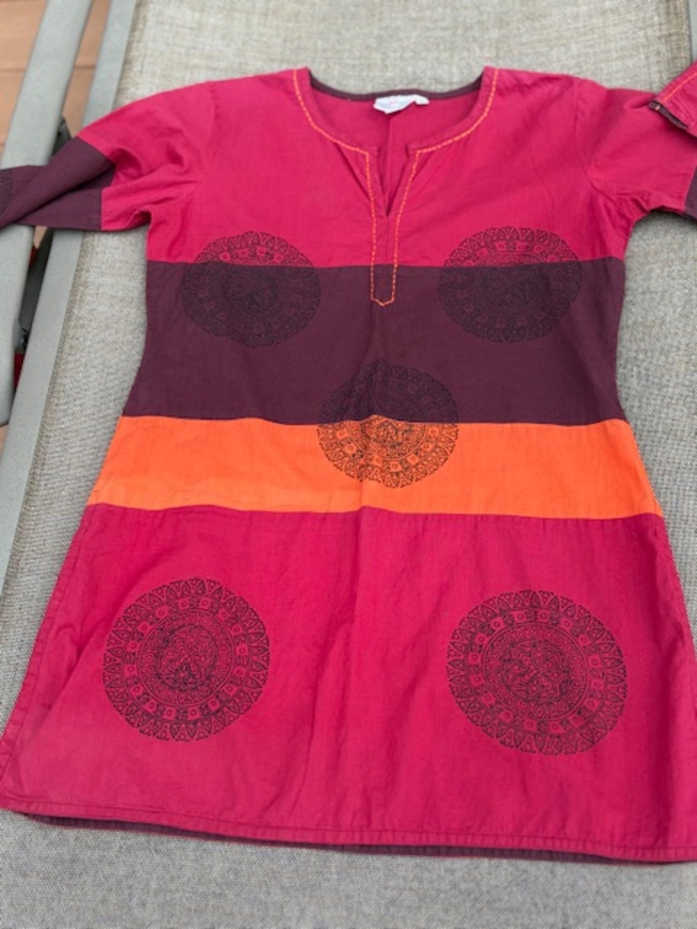 2000s Indian Mandala Red/Orange Cotton Tunic excellent condition women's size S